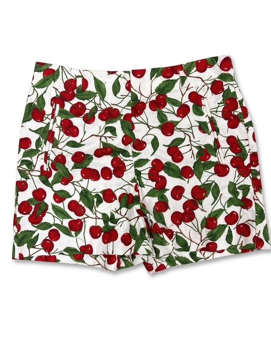 Dressed To Kill Pants - Pinup- High Waisted White w Cherry-Print Shorts